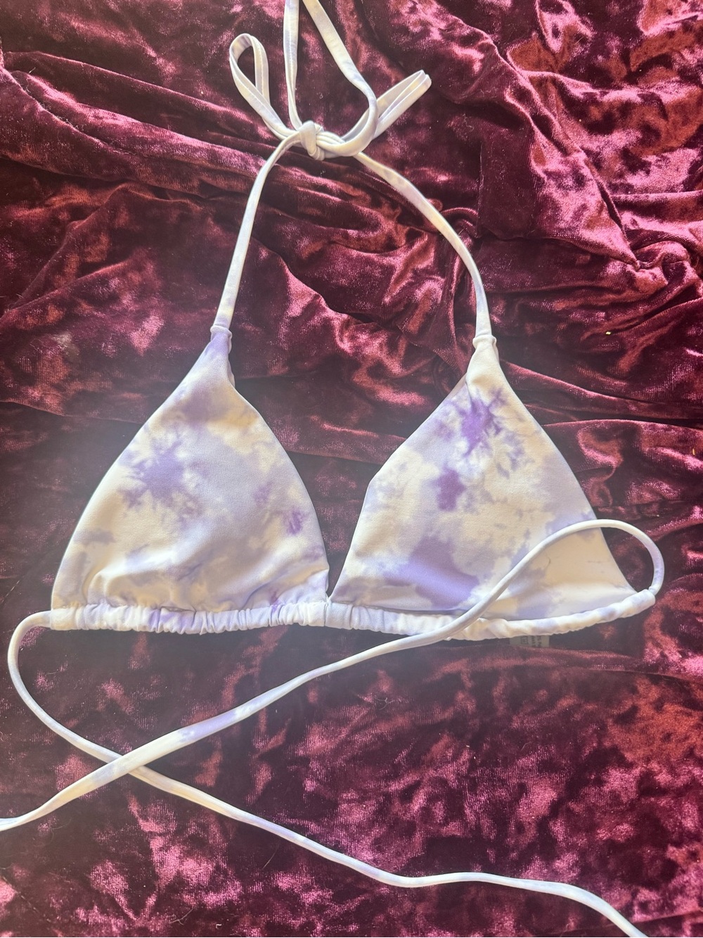 SHEIN Lavender and White Tie-Dye Triangle Bralette